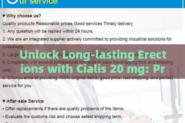 Unlock Long-lasting Erections with Cialis 20 mg: Price Insights and Savings Tips